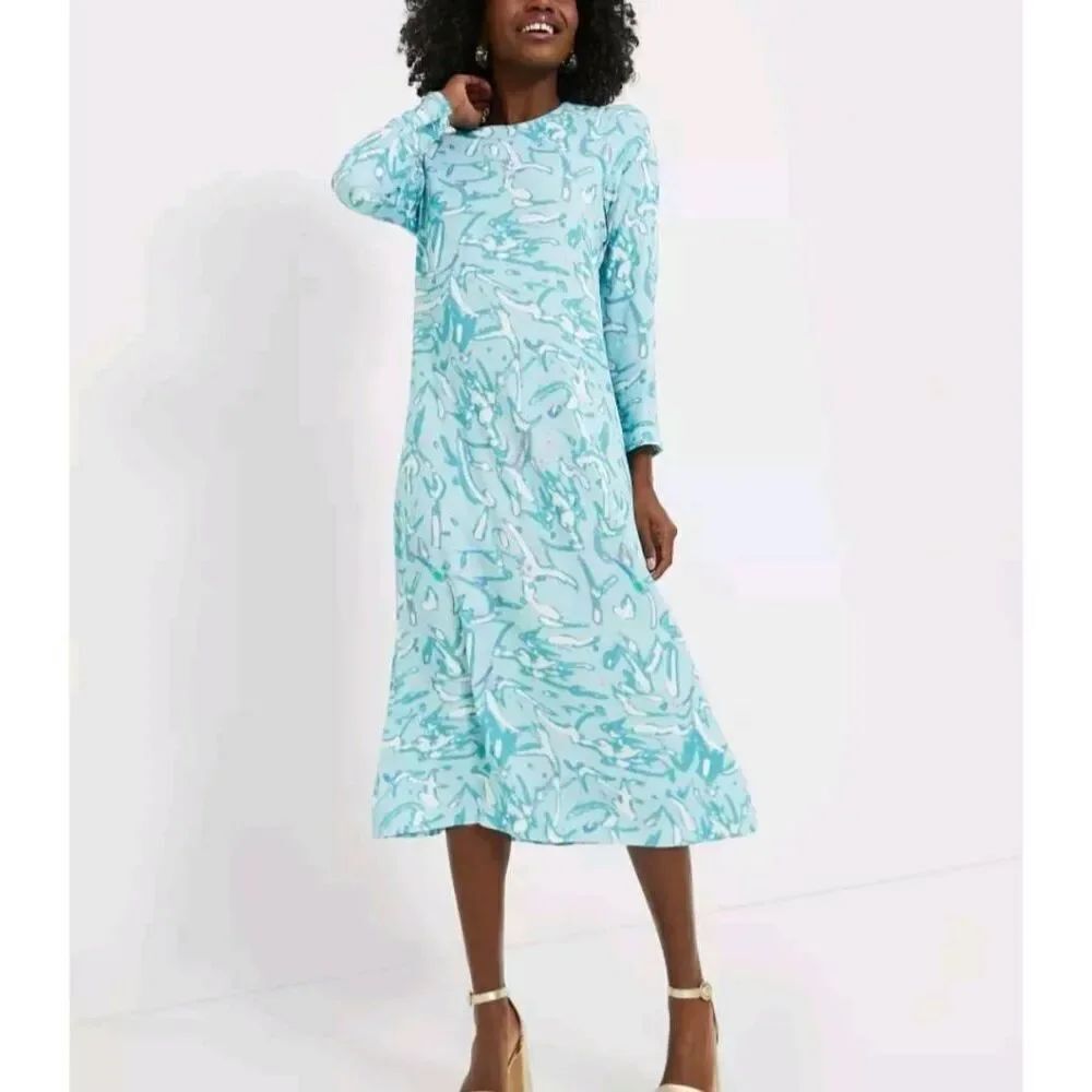 NWT Tuckernuck Hyacinth House Blue Abstract  "Hattie" midi dress sz XXS